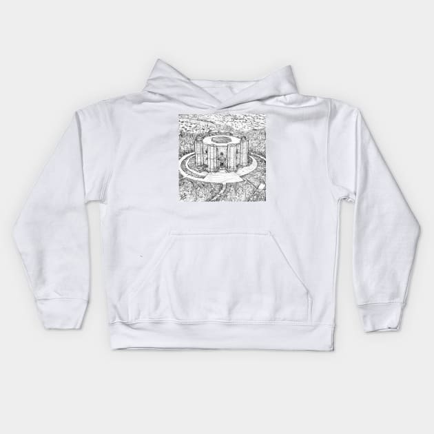 CASTEL DEL MONTE - APULIA - ITALY - pencil portrait .1 Kids Hoodie by lautir